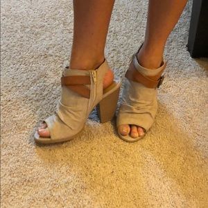 Tan Open Toe Slingbacks NWOT